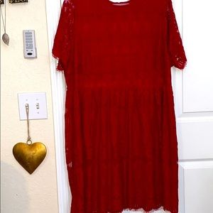 Forever 21  Dress knee length Red lace